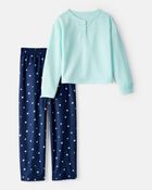 Girls Star Fleece Loose Fit 2-Piece Pyjamas, image 1 of 3 slides