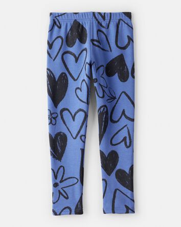 Girls Heart Pull-On Stretch Cozy Leggings - Blue, 