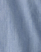 Boys Chambray Short-Sleeve Button-Down Shirt - Blue, image 2 of 3 slides