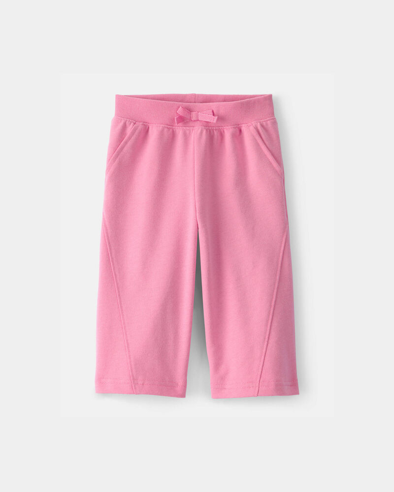 Baby Girl French Terry Wide-Leg Active Pants - Pink, image 1 of 4 slides