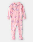 Baby Girl Swan DreamPlush Snug Fit 1-Piece Pajamas - Pink, image 1 of 4 slides