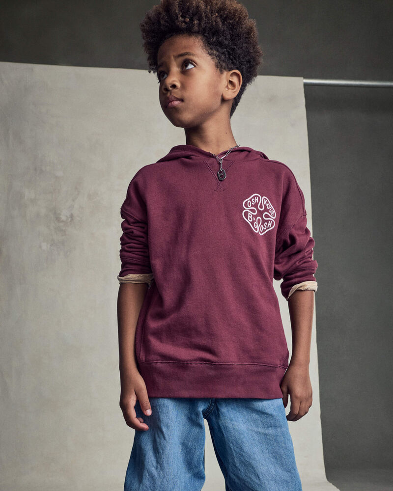 Boys Logo Patch Hoodie - Burgundy, image 2 of 7 slides