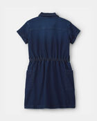 Girls Denim Button-Up Utility Dress - Dark Wash, image 3 of 5 slides