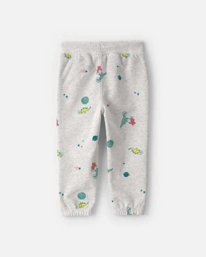 Toddler Boy Space Dino French Terry Joggers - Grey, image 2 of 4 slides