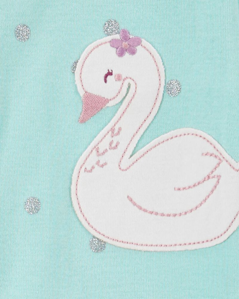 Toddler Girl 1-Piece Swan Print 100% Snug Fit Cotton Footie Pyjamas, image 2 of 4 slides