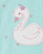 Toddler Girl 1-Piece Swan Print 100% Snug Fit Cotton Footie Pyjamas, image 2 of 4 slides