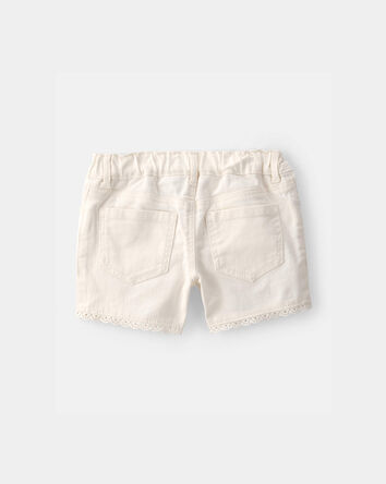 Toddler Girl Eyelet Trim Twill Shorts - Cream, 