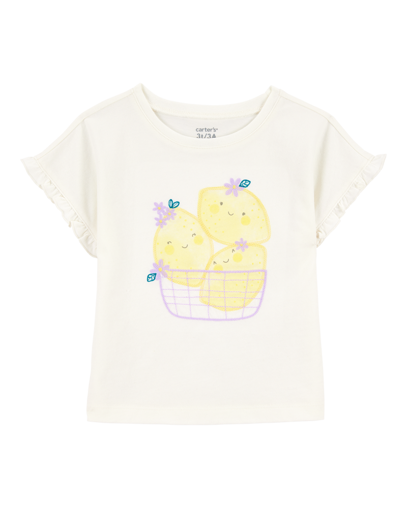 Baby Short-Sleeve Lemon Fashion Top - Ivory, image 1 of 3 slides