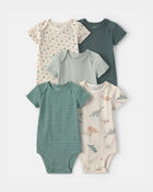 Baby Boy 5-Pack Dinosaur Multipack Bodysuits, image 1 of 7 slides