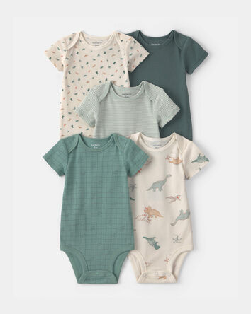 Baby Boy 5-Pack Dinosaur Multipack Bodysuits, 