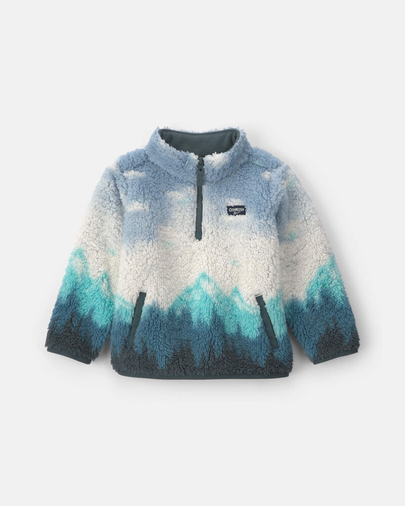 Toddler Boy Mountainscape Quarter-Zip Pullover Sweatshirt &ndash; Blue/Grey, image 1 of 3 slides