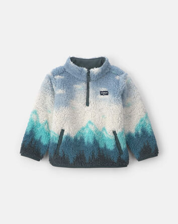 Toddler Boy Mountainscape Quarter-Zip Pullover Sweatshirt &ndash; Blue/Grey, 