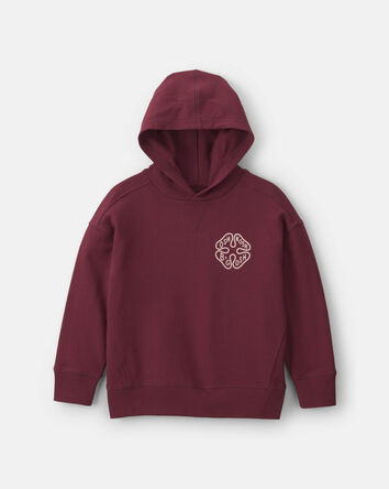 Boys Logo Patch Hoodie - Burgundy, 