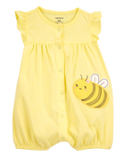 Baby Bee Short-Sleeve Romper - Yellow, image 1 of 3 slides