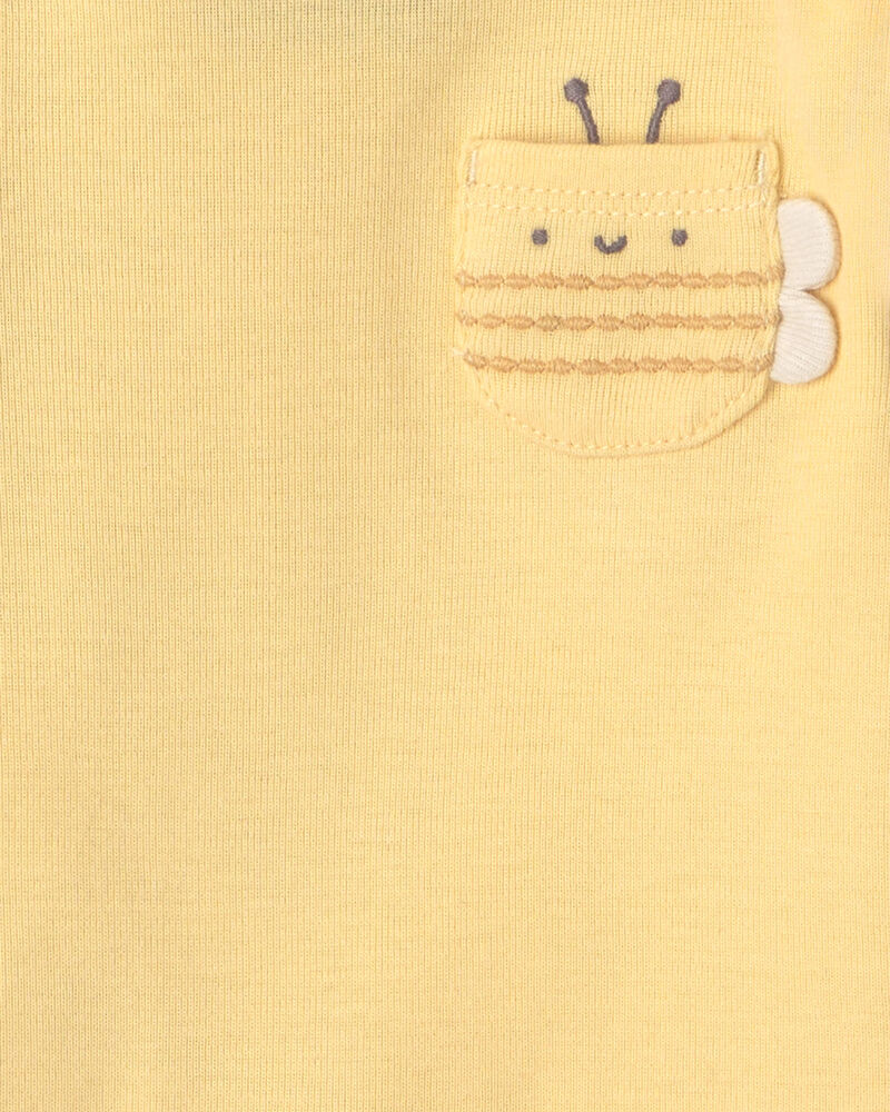Baby Girl 4-Pack Bee Long-Sleeve Bodysuits - Yellow/Blue/Ivory, image 2 of 6 slides