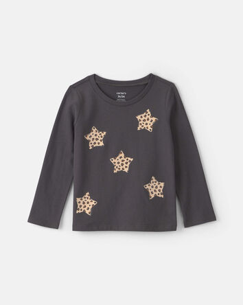 Toddler Girl Leopard Star Long-Sleeve Graphic Tee - Black, 