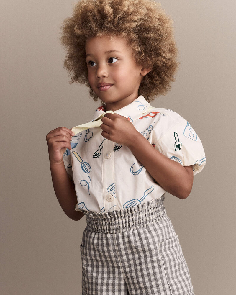 Tout-petit fille - Haut &agrave; col festonn&eacute;, imprim&eacute; p&acirc;tisserie - Cr&egrave;me, image 3 sur 7 diapositives