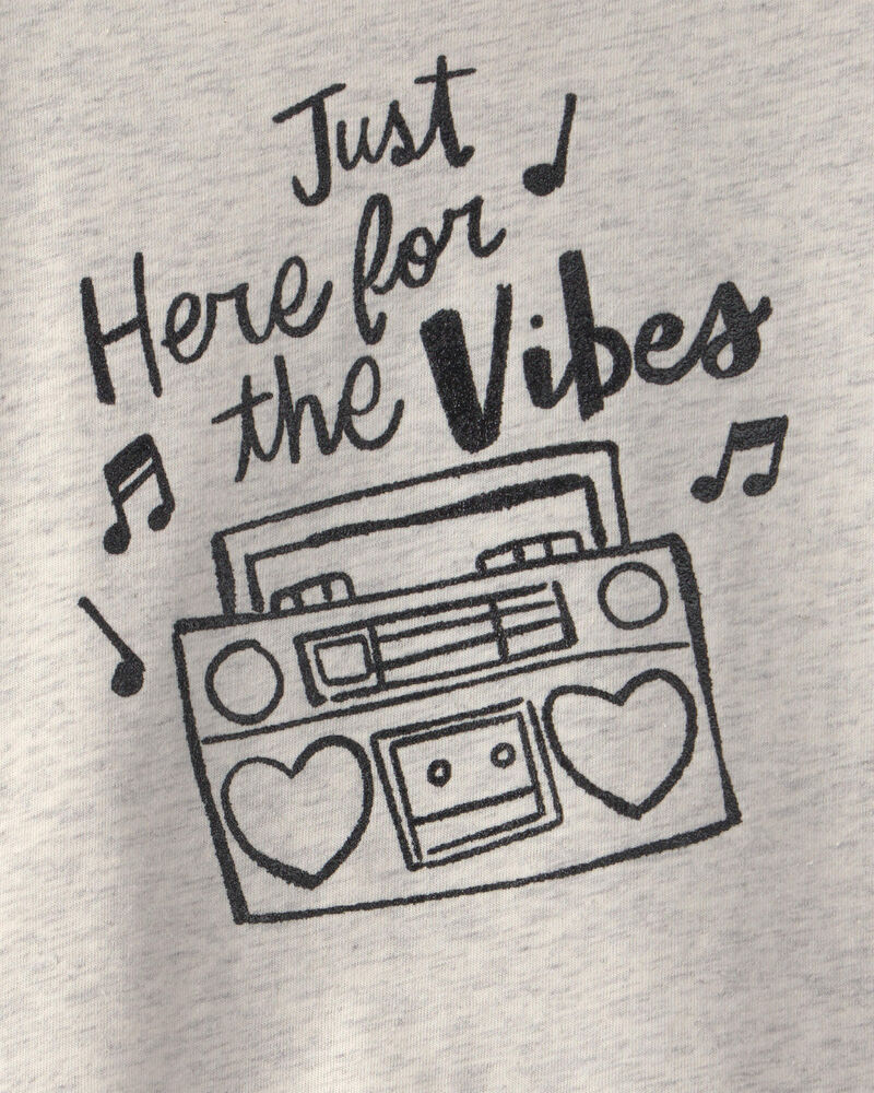 Toddler Girl 'Vibes' Music Graphic Tee - Grey, image 2 of 3 slides