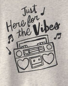 Toddler Girl 'Vibes' Music Graphic Tee - Grey, image 2 of 3 slides