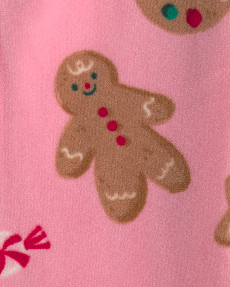 Baby Girl Christmas Gingerbread 2-Way Zip Sleeper - Pink, image 3 of 5 slides