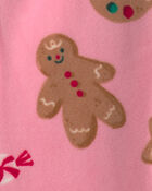 Baby Girl Christmas Gingerbread 2-Way Zip Sleeper - Pink, image 3 of 5 slides