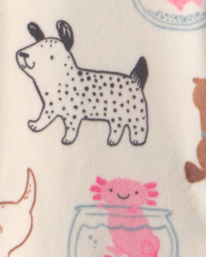 B&eacute;b&eacute; fille - Pyjama ajust&eacute; 1 pi&egrave;ce en DreamPlush avec fermeture &agrave; glissi&egrave;re double sens &agrave; motif animaux domestiques - Cr&egrave;me, image 3 sur 4 diapositives