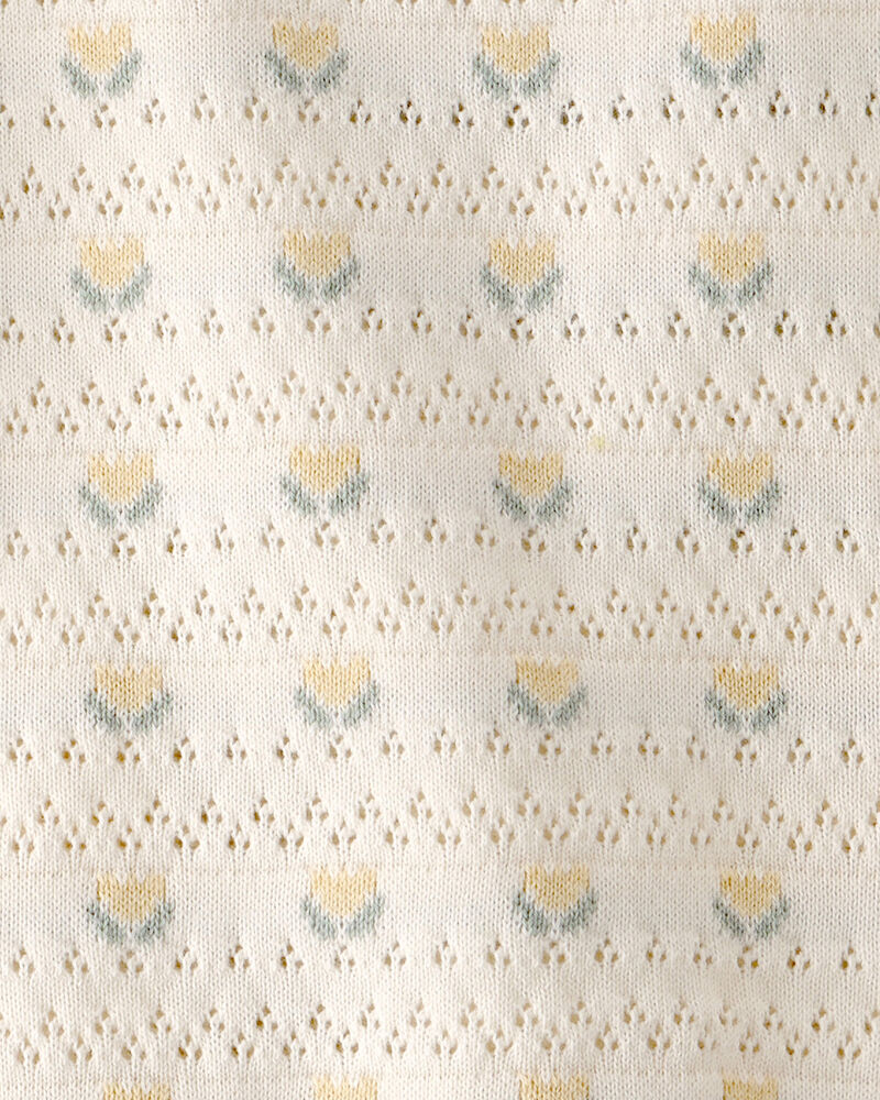 Tout-petit fille - Ensemble de chandail en tricot de coton biologique &agrave; motif floral miel, image 4 sur 4 diapositives
