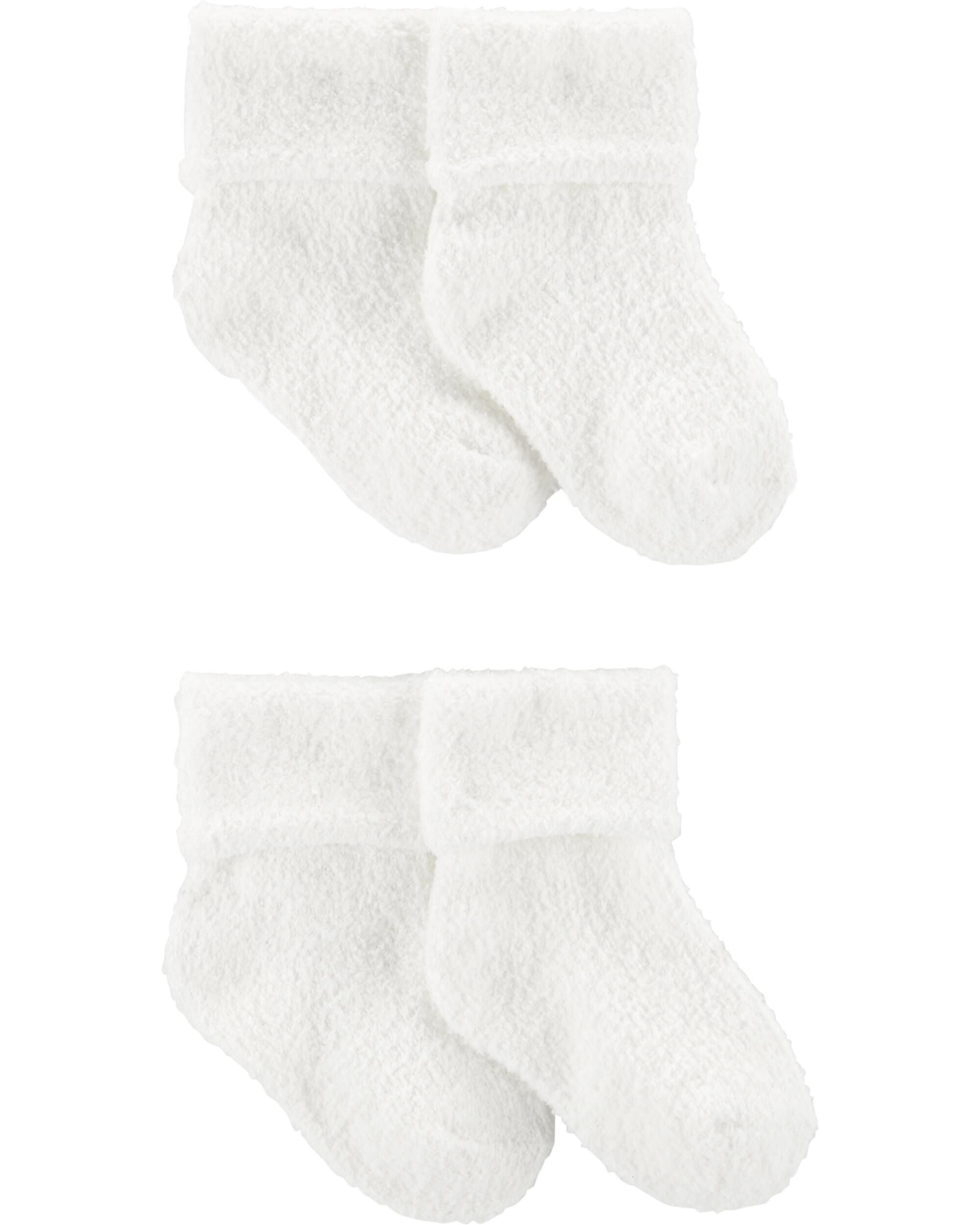 Carter s Size 0 3M 4 Pack Foldover Chenille Booties In White