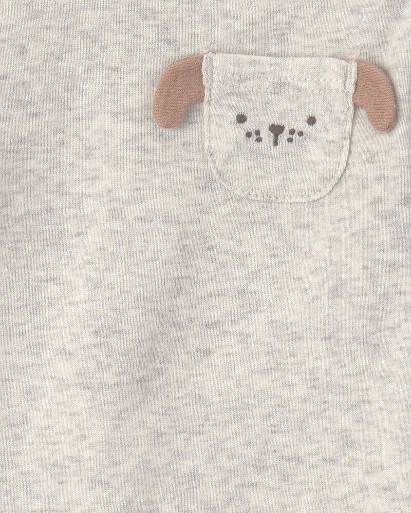 Baby 4-Pack Dog Long-Sleeve Bodysuits - Brown/Grey/Ivory, image 2 of 6 slides