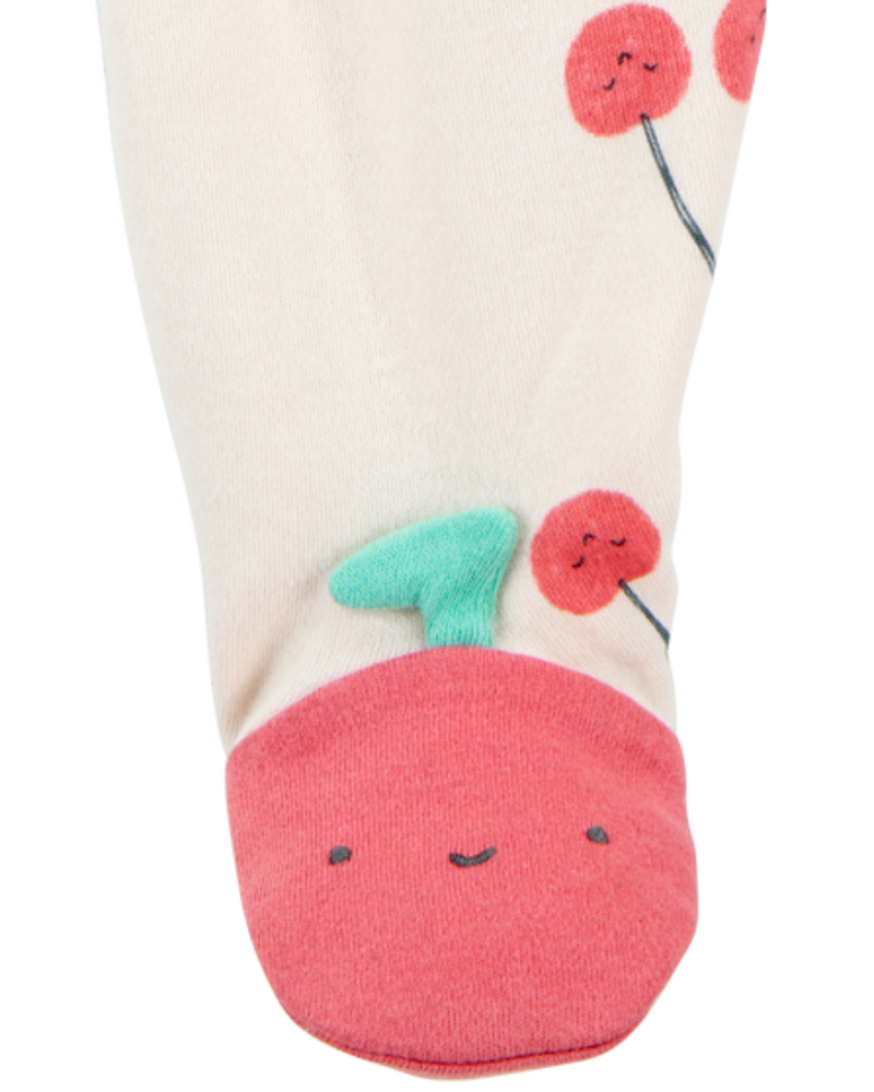 Baby Girl Cherry Print 2-Way Zip Cotton Sleeper, image 3 of 4 slides