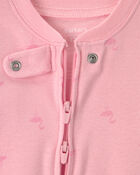 B&eacute;b&eacute; fille - Pyjama 1 pi&egrave;ce ajust&eacute; en 100 % coton, flamant - Rose, image 2 sur 4 diapositives