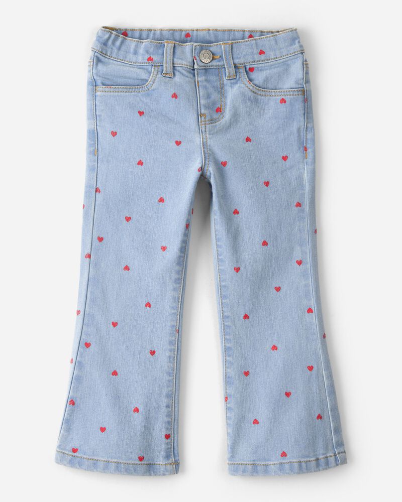 Toddler Girl Heart Denim Jeans - Light Wash, image 1 of 4 slides