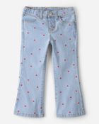 Toddler Girl Heart Denim Jeans - Light Wash, image 1 of 4 slides