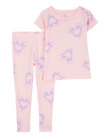 Toddler Girl 2-Piece Tie-Dye Hearts 100% Snug Fit Cotton Pyjamas, 