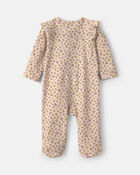 Baby Girl Floral 100% Cotton 2-Way Zip Sleeper - Cream, image 2 of 5 slides