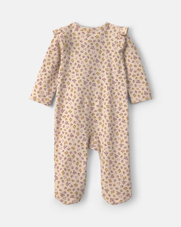 Baby Girl Floral 100% Cotton 2-Way Zip Sleeper - Cream, 