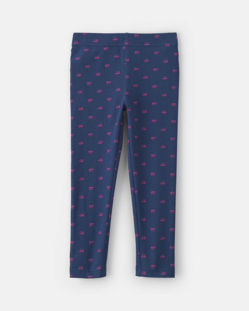 Toute-petite fille &ndash; Legging extensible en coton &agrave; motif n&oelig;ud &ndash; Bleu marine, image 2 sur 3 diapositives