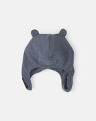 Baby Boy Fleece Hat With Chinstrap- Black, image 2 of 2 slides