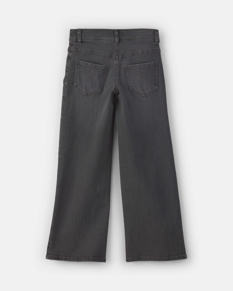 Filles - Pantalon en denim &agrave; jambe large &agrave; motif floral &ndash; D&eacute;lav&eacute; fonc&eacute;, image 2 sur 7 diapositives
