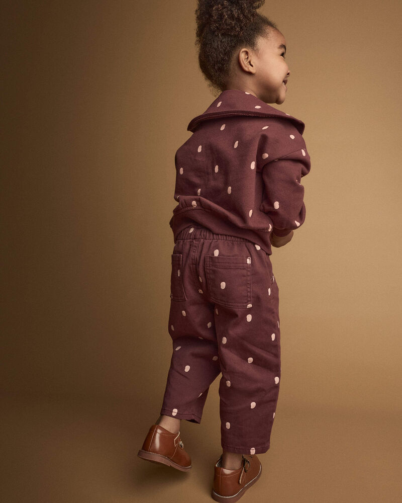 Toute-petit fille - Pantalon &agrave; plis &agrave; pois - Bourgogne, image 4 sur 6 diapositives