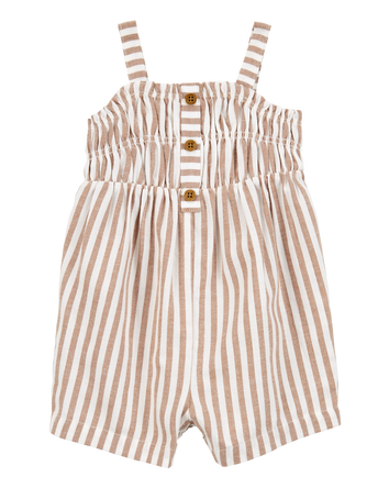 Bébé fille - Barboteuse en sergé rayé - Brun, 