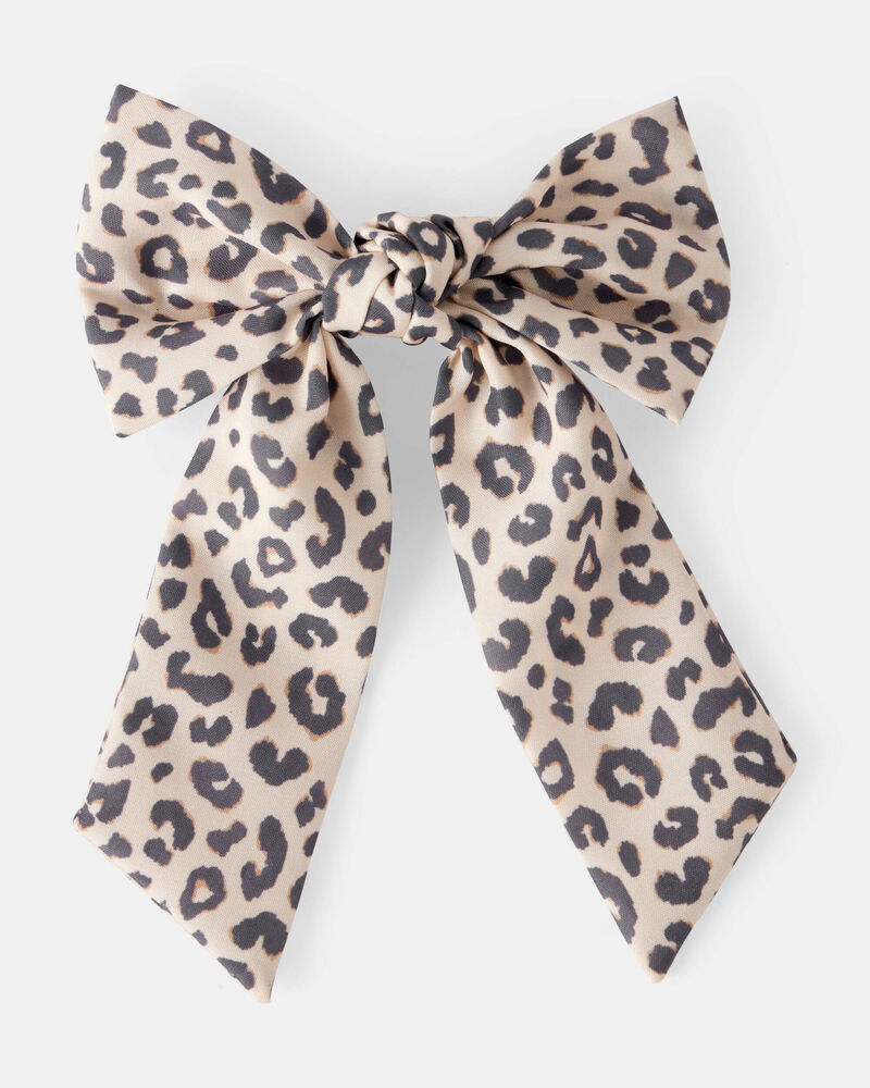 Girls Leopard Print Bow Hair Clip, image 1 of 2 slides