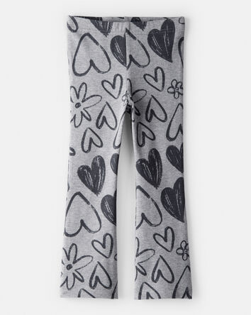 Tout-petit fille - Legging c&ocirc;tel&eacute; extensible &agrave; enfiler &agrave; motif de coeur - Gris, 