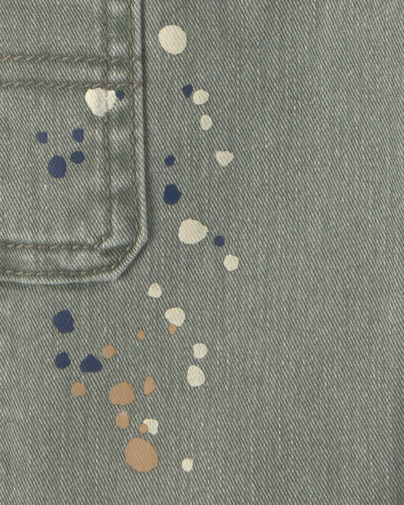 Baby Boy Splatter Paint Wide-Leg Carpenter Pants - Green, image 4 of 5 slides