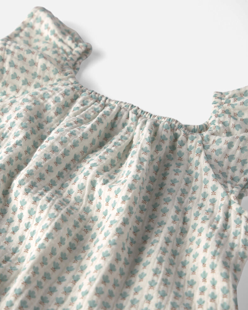 Filles - Ensemble 2 pi&egrave;ces haut et short en gaze de coton biologique &agrave; motif floral, image 3 sur 4 diapositives