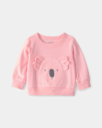 B&eacute;b&eacute; fille - Chandail en jersey bouclette, koala - Rose, 