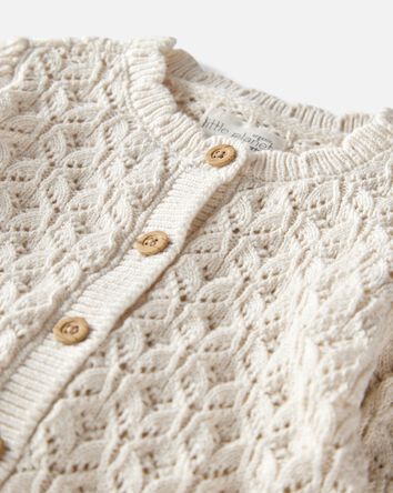 Baby Girl Organic Cotton Pointelle Sweater, 
