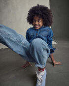 Girls Hickory Denim Barrel Jeans - Light Wash, image 4 of 8 slides