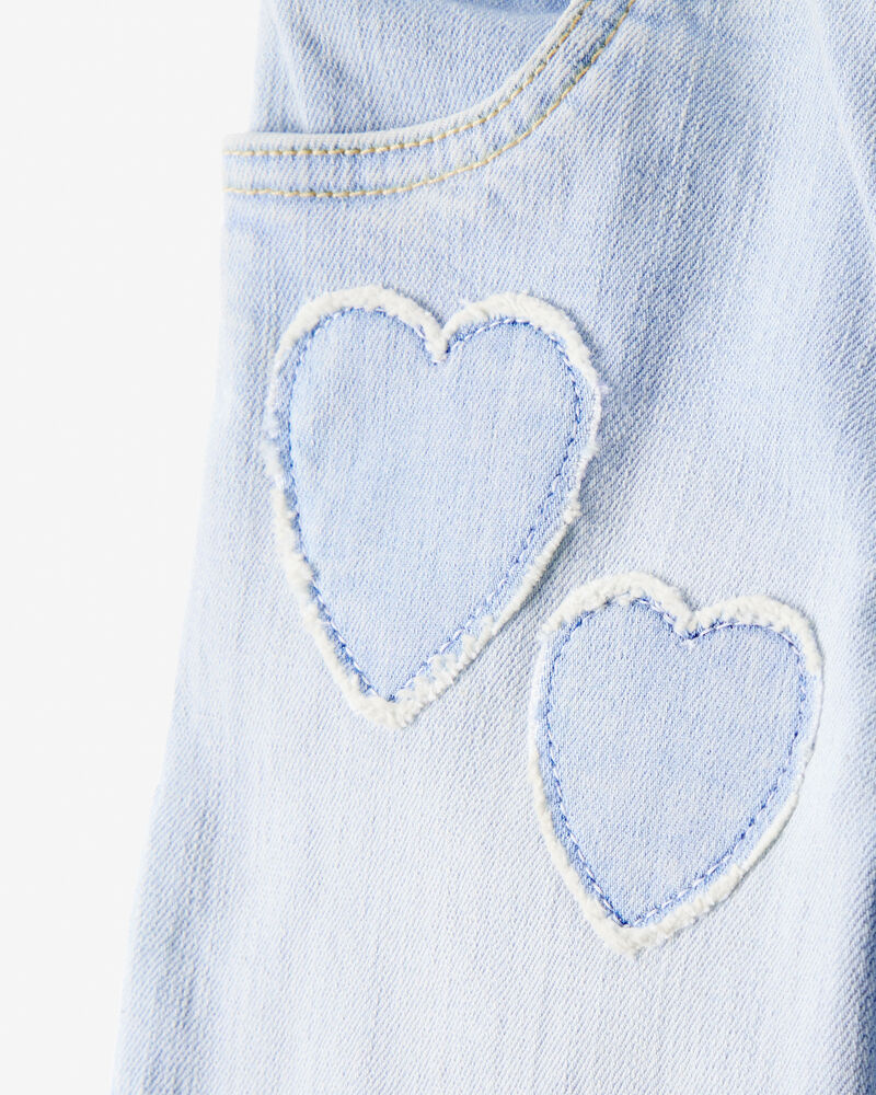 Toddler  Heart Embroidered Iconic Denim Wide Leg Jeans - Ozone Wash, image 4 of 6 slides