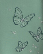 Filles - Ensemble 2 pi&egrave;ces haut manches longues &agrave; motif papillon et pantalon en molleton - Vert, image 4 sur 5 diapositives